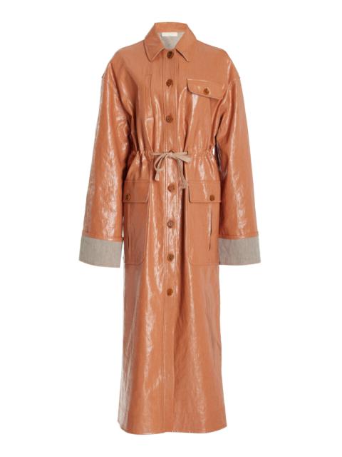 ULLA JOHNSON Palette Coated Chambray Linen Utility Coat tan