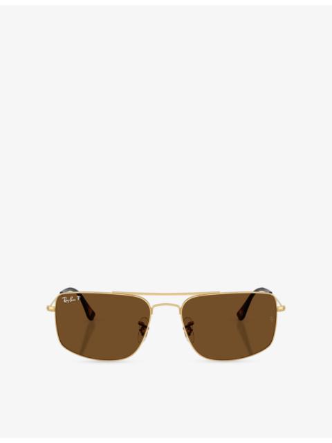 Ray-Ban RB3779 Explorer III Square-Frame Metal Sunglasses