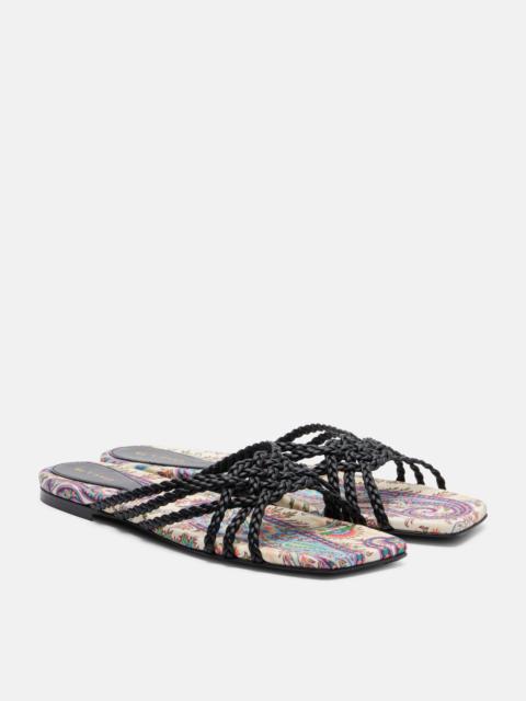 Etro Canvas-trimmed printed leather slides