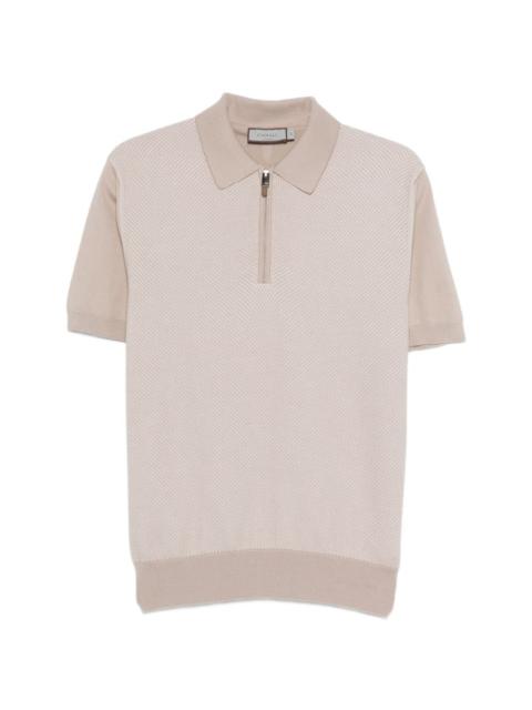 Canali zip-up textured polo shirt