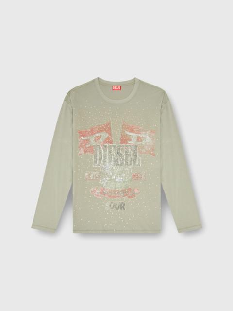Diesel LONG-SLEEVE T-SHIRT WITH CONCERT GRAPHICS AND CRYSTALS