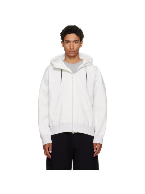 sacai Off-White Cotton Jersey Hoodie
