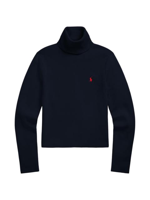 Polo Ralph Lauren Women's Logo Stretch Cotton-Blend Turtleneck Sweater - Hunter Navy