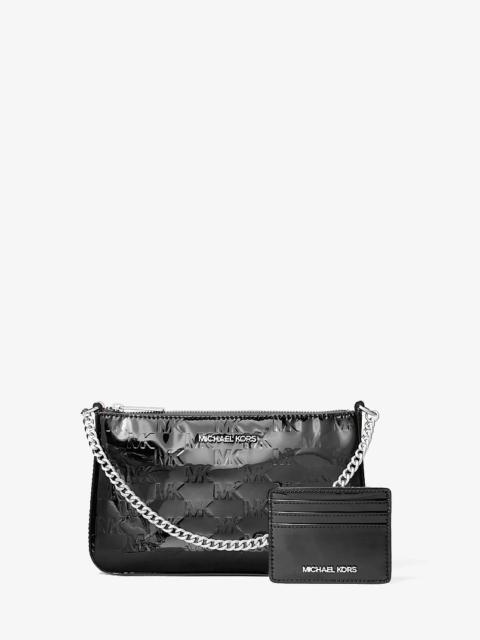 MICHAEL KORS Jet Set Patent Logo Debossed Pochette and Card Case Gift Set
