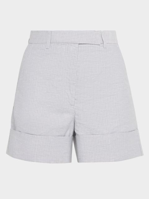 Thom Browne Striped Linen-Cotton Suiting Shorts
