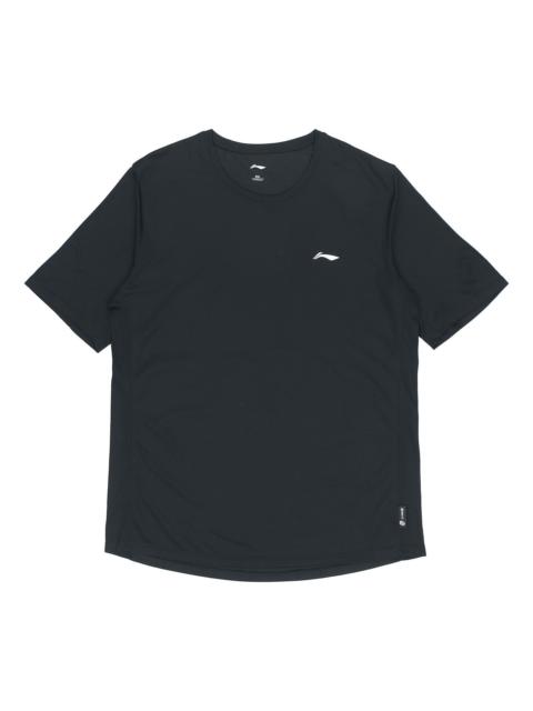 Li-Ning Li-Ning 작은 로고 빠른 건조 티셔츠 '블랙' AHSR591-2