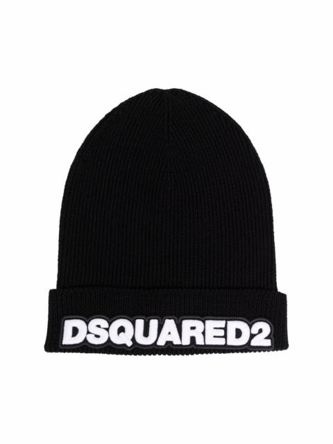 DSQUARED2 logo-patch beanie hat