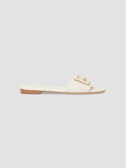 FENDI Women's FF Leather Flat Sandals - Pergamena Medio