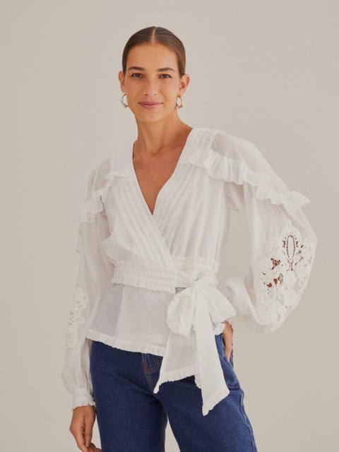 FARM RIO Off-White V Neck Blouse