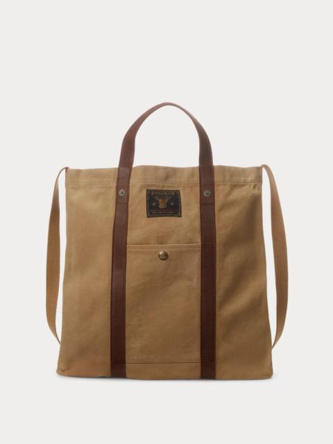 Leather-Trim Canvas Tote