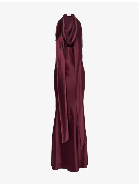 GALVAN Delphinus Cowl-Neck Woven Maxi Dress