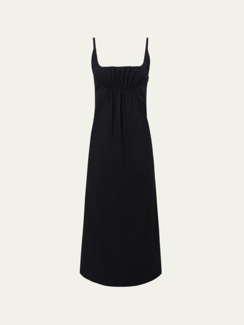 Jerry Square-Neck Ruched Midi Dress