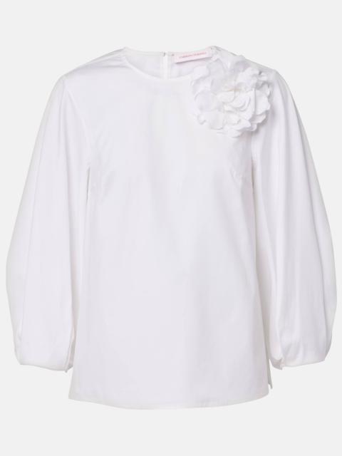 CAROLINA HERRERA Floral-appliqué cotton-blend blouse