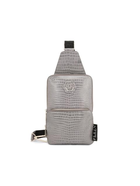 PHILIPP PLEIN croc-embossed leather shoulder bag