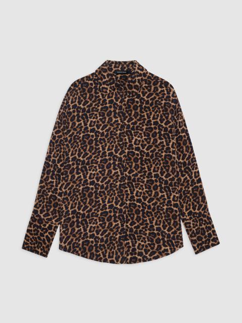 ANINE BING Bridget Shirt - Black And Brown Leopard