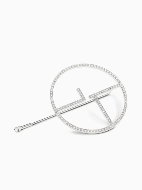 GIORGIO ARMANI 18K WHITE-GOLD, DIAMOND BORGONUOVO BROOCH