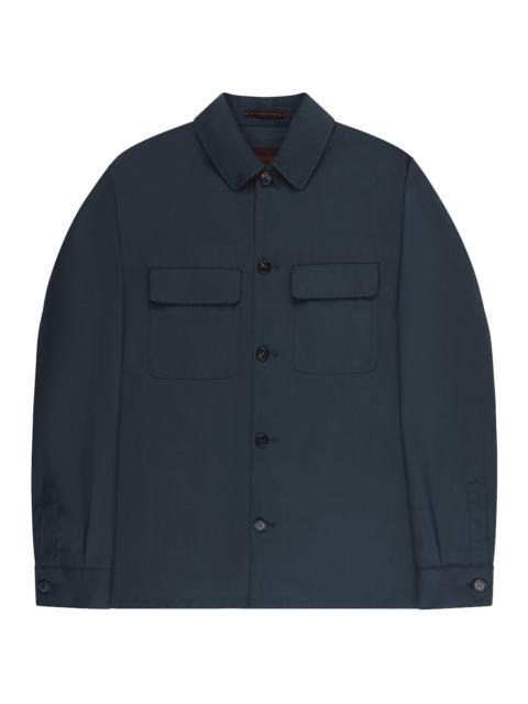 SLOWEAR Men's Stretch-Cotton Twill Crepe Overshirt - Dark Blue
