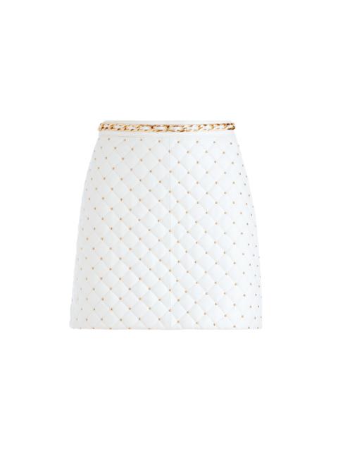 RILEY QUILTED VEGAN LEATHER STUD MINI SKIRT