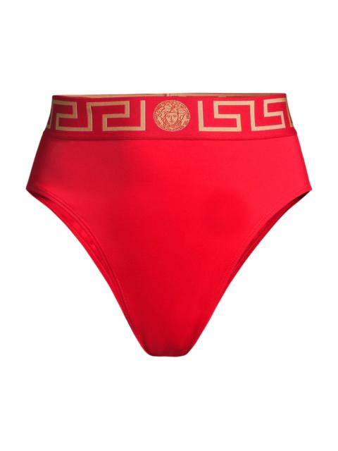 VERSACE Women's Greca Bikini Bottoms - Red