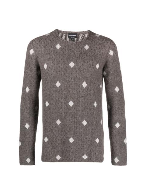 GIORGIO ARMANI diamond-jacquard crew-neck jumper