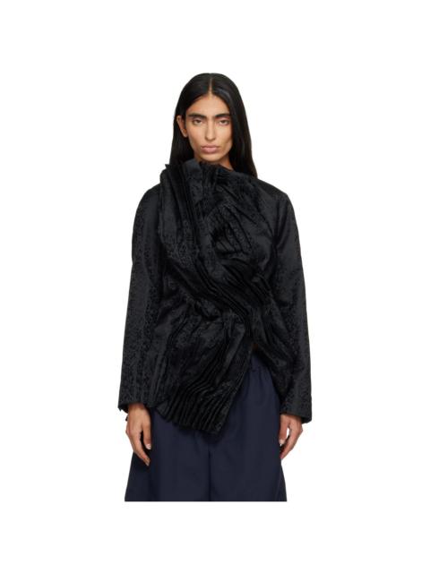 Comme Des Garçons Black Jacquard Flower Pattern Jacket