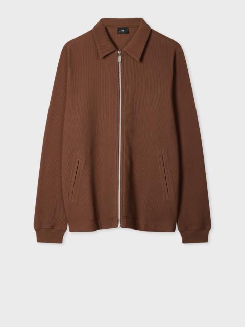 Paul Smith Brown Cotton Ribbed Zip Through Sweatshirt