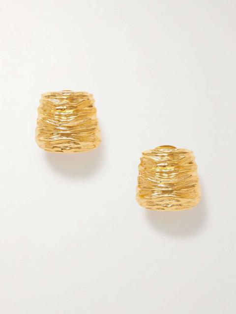 Moon gold-tone clip earrings