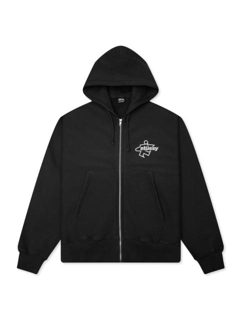 Stüssy SURF SIZE GARMENT DYED ZIP HOOD - FADED BLACK