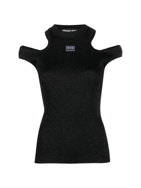 VERSACE JEANS COUTURE logo-patch metallic effect top