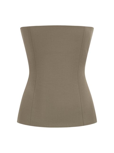 ALEX PERRY Longline Corset Wool Top green