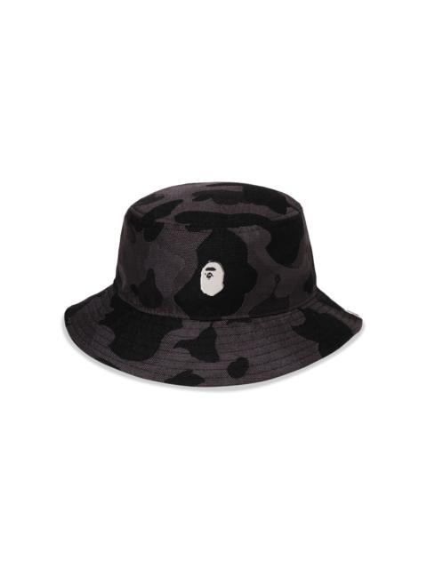 A BATHING APE® BAPE Camo One Point Metal Logo Pin Bucket Hat 'Black'