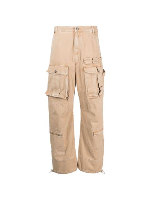 multi-pocket straight-leg trousers