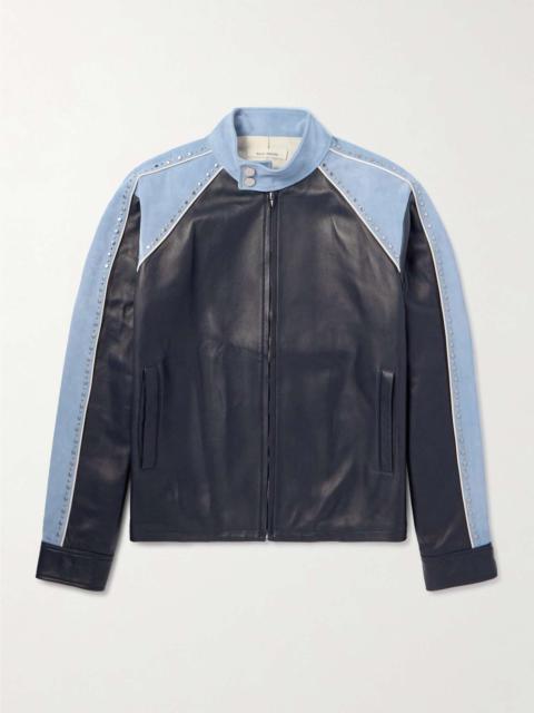 Marvel Studded Suede-Trimmed Leather Jacket