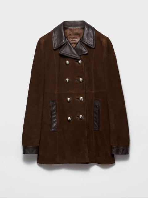 Prada Double-breasted suede caban jacket