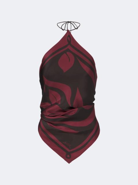 SIR. Printed silk satin scarf top