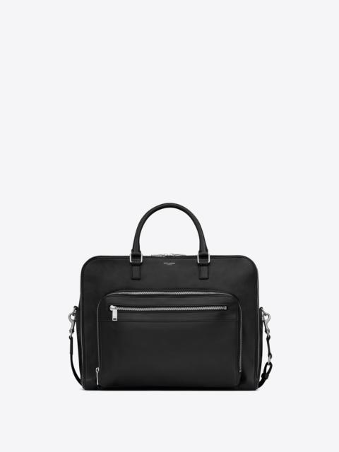 SAINT LAURENT sl 24h weekender bag in smooth leather and cotton