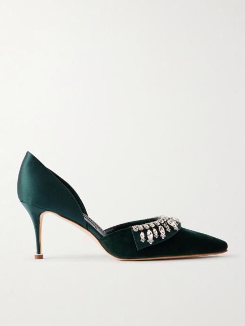 Manolo Blahnik Tulidor 70 Crystal-embellished Velvet Pumps