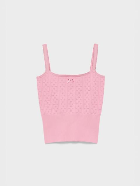 JW Anderson WOMENS KNITTED POINTELLE CAMI TOP IN ROSE PINK
