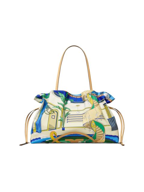 TORY BURCH Women's Ella Printed Drawstring Tote Bag - Pool Blue