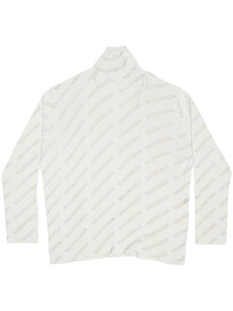 BALENCIAGA logo-print ribbed-knit jumper