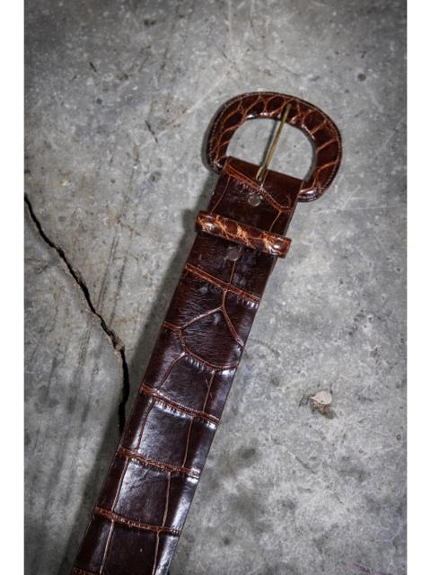 FREE PEOPLE Vintage Brown Alligator Leather Belt Selected by Black Shag Vintage
