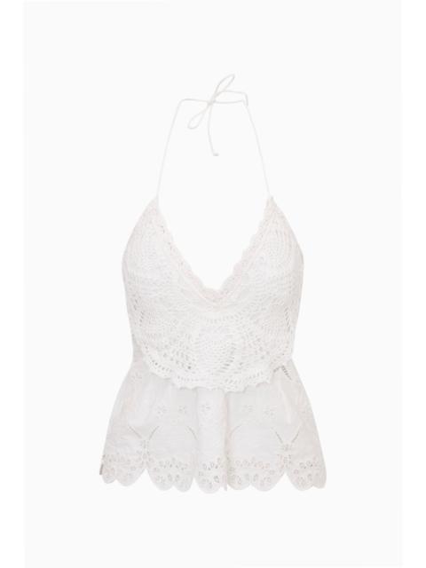 LoveShackFancy Neria Crochet Eyelet Halter Top