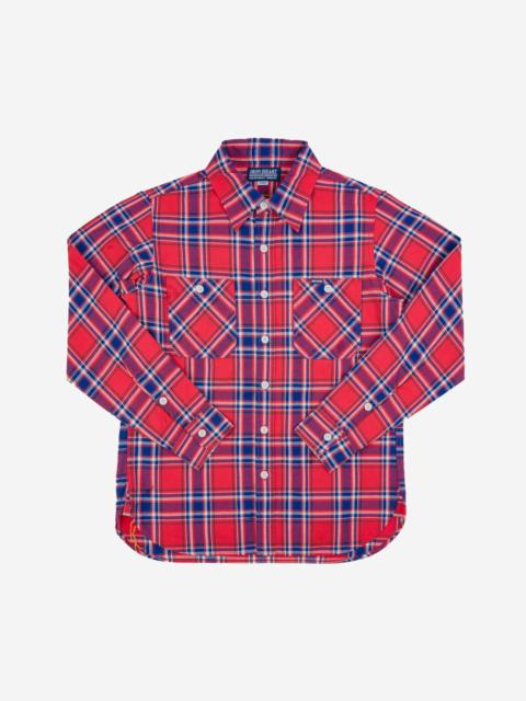 Iron Heart IHSH-356-RED 5oz Selvedge Madras Check Work Shirt - Red