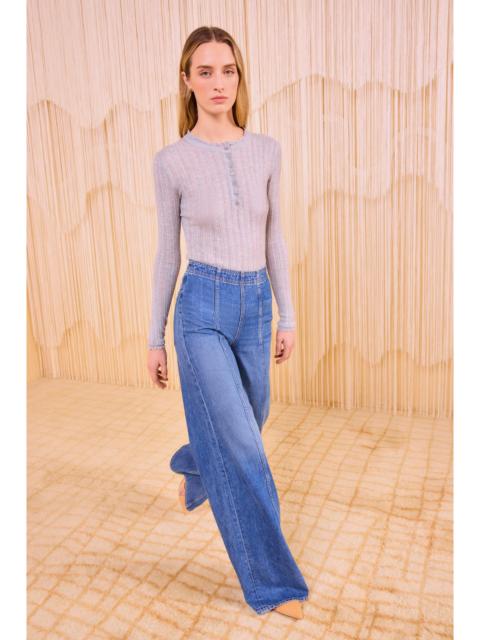 ULLA JOHNSON Delia Long Sleeve Henley Knit Top