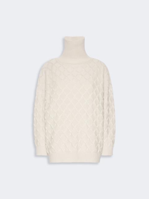 Max Mara BAMBOLA Oversized diamond wool and cashmere sweater - BEIGE