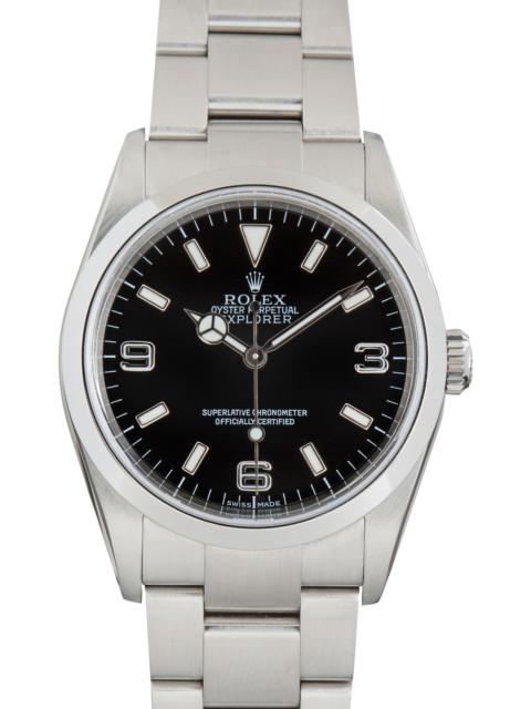 ROLEX Pre-Owned Stainless Steel Rolex Explorer 36 Black Arabic Dial Ref 114270