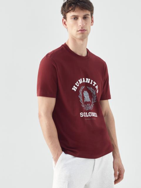 Cotton jersey basic fit crew neck T-shirt with print