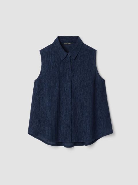 EILEEN FISHER Woven Plissé Sleeveless Shirt