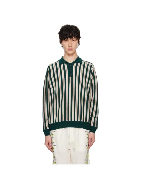 BODE Green & Off-White Hogan Stripe Polo