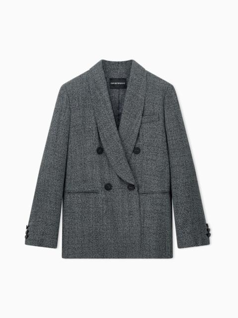 EMPORIO ARMANI DOUBLE-BREASTED BLAZER IN MOULINÉ FABRIC SIGNATURE CAPSULE